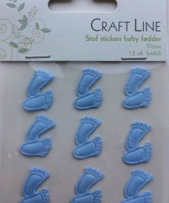 Stof stickers babyfødder 20 mm/12 stk lyseblå