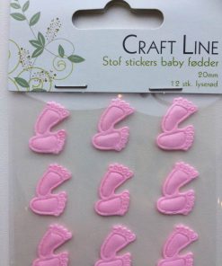 Stof stickers babyfødder 20 mm/12 stk lyserøde