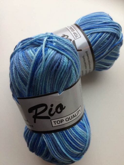 Rio-multi farvet garn 100 % bomuld / Blå