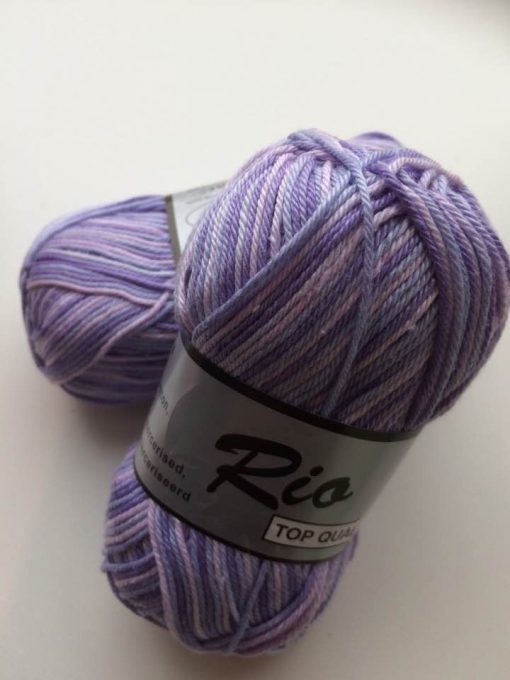 Rio-multi farvet garn 100 % bomuld / lilla