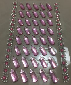 40 selvklæbende sutteflasker i lyserød