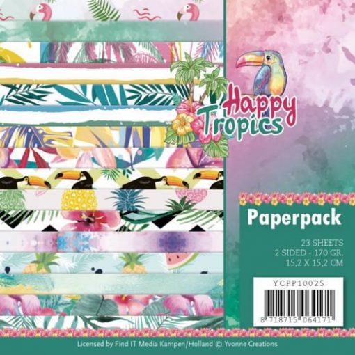 Papirblok 15 x 15 cm / Happy tropics / Yvonne Design