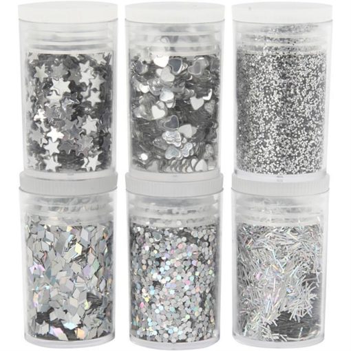 Glitter, Pailletter / Sequins, sølv