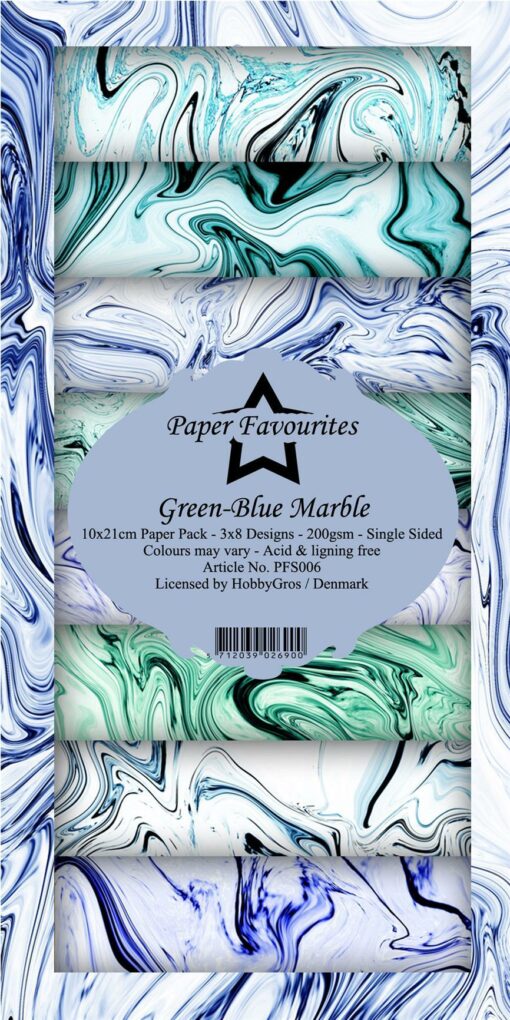 Karton slimcard / Green-blue marble / Paper favourite