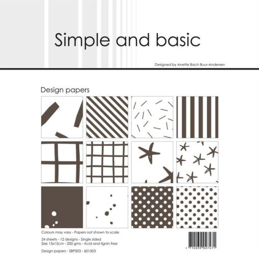 Design papir 15x15 / Warm grey / Simple and Basic