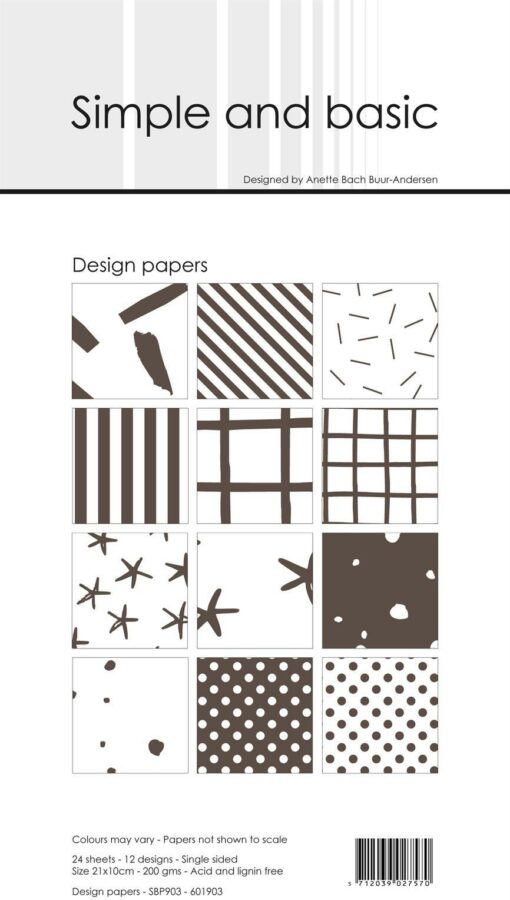 Design papir 10x21 cm / Warm grey / Simple and Basic