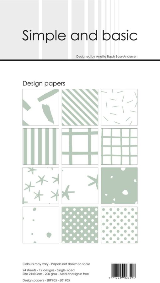 Design papir 10x21 cm / Sage / Simple and Basic